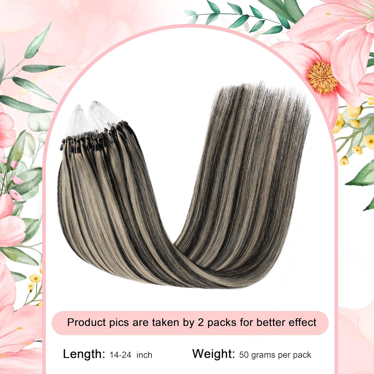 Micro Bead Hair Extensions Real Human Hair Chocolate Brown Micro Link Hair Extensions Human Hair 18 Inch Micro Ring Human Hair Extension 1g/Strand 50g #1B/613(#1B/613, 18inch)