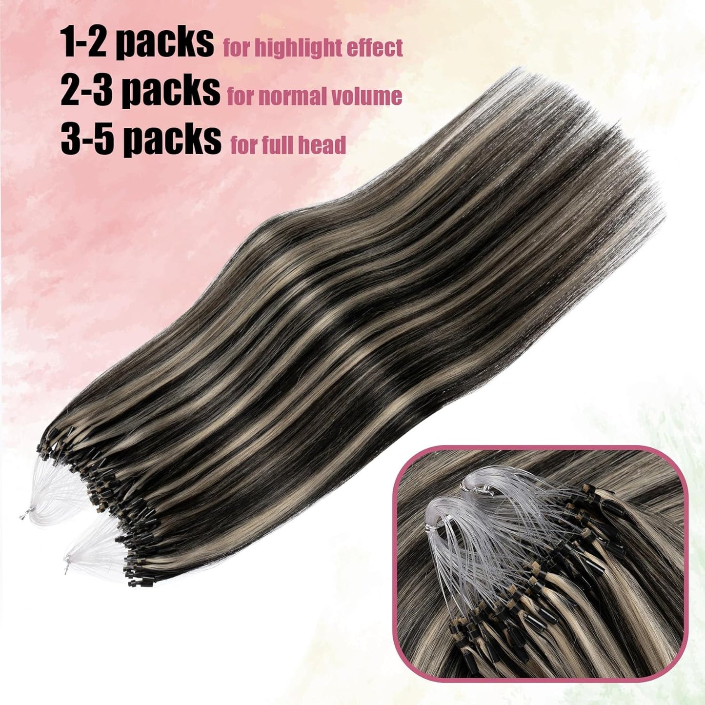 Micro Bead Hair Extensions Real Human Hair Chocolate Brown Micro Link Hair Extensions Human Hair 18 Inch Micro Ring Human Hair Extension 1g/Strand 50g #1B/613(#1B/613, 18inch)