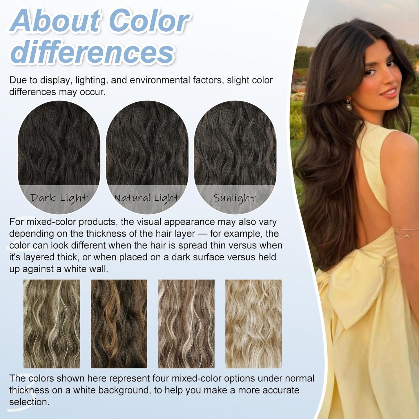 Dark Brown Invisible Wire Hair Extensions Long Wavy Synthetic Hairpiece with 4 Secure Clips for Women 20 Inch Clip in Hair Extensions