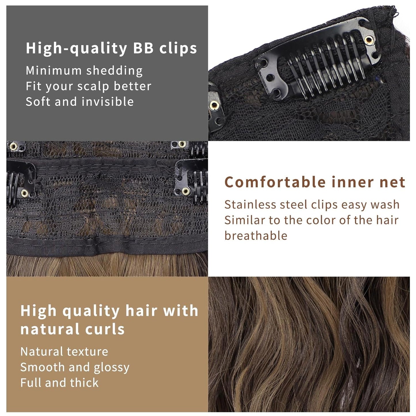 4PCS Clip in Hair Extensions for Women Brown Highlighted Caramel Blonde Long Wavy Thick Hair Extensions Clip in Double Weft Hair Extension for Daliy Use (4pcs, 20Inch, H2/426#)